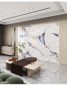 Hiện đại thân thiện với môi cách âm PVC tấm Tường cao bóng đá cẩm thạch nhìn hình học thiết kế chống thấm nước cho khách sạn và hộ gia đình sử dụng - Product Image 4