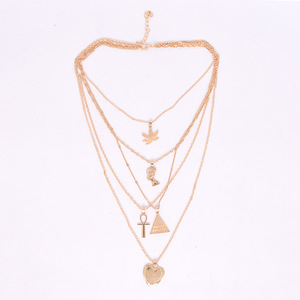 Mujeres corazón ankh Cruz maple leafs faraón egipcio pirámide encantos 5 en 1 multi capas collar <span class=keywords><strong>de</strong></span> Gargantilla - Product Image 5