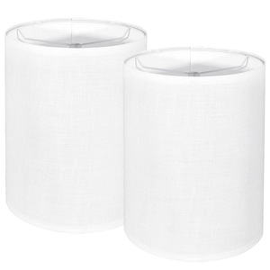 Cylinder Fabric Lamp Shade White Linen Look Easy Install Lamp <b>Accessory</b> for Table Desk <b>Floor</b> Lamps - Product Image 5