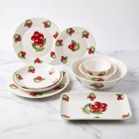 Service de vaisselle en céramique à motif cerise, assiettes et bols en porcelaine en gros pour la maison et la cuisine