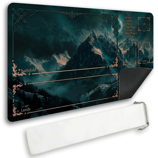 TCG Playmat 24x14 Inch - Non-Slip Rubber Base Gaming Mat for MTG Yugioh with Stitched Edge