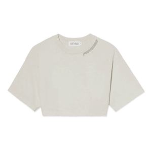 Camiseta Corta de Moda para Mujer, con Logotipo Bordado, 100% Algodón, Corte Holgado - Product Image 3