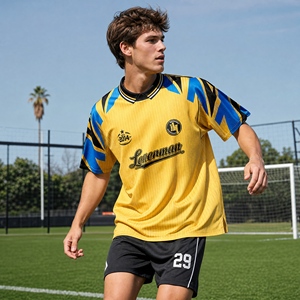 เสื้อยืดแขนสั้นคอวีสไตล์วินเทจ Y2K สำหรับกีฬารักบี้ บาสเกตบอล ฟุตบอล แนวสปอร์ต ฮิปฮอป สตรีทแฟชั่น ระบายอากาศได้ดี เหมาะสำหรับฤดูร้อน - Product Image 4