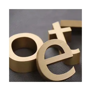 Пользовательские 3D знаки бизнес-логотип латунная вывеска Золотая буква из нержавеющей стали наружный индивидуальный металлический логотип металлическая буква для стены