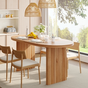 Table à manger moderne extensible en bois de 55,12 à 70,87 pouces avec rallonges amovibles, style mid-century, assemblée pour la maison - Product Image 2