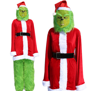 Masque de monstre vert taille unique, accessoire de fête de Noël, motif géométrique de dessin animé - Product Image 5