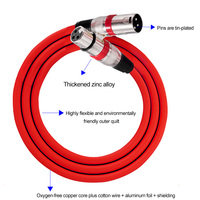 Câble audio XLR 3 broches de 1,5 m, mâle vers femelle, blindé et équilibré, coloré, pour scène, studio d'enregistrement, KTV - Vente en gros