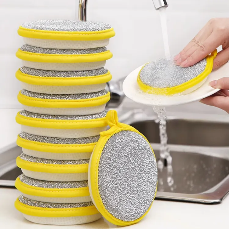 Éponge à vaisselle double face Brosse à vaisselle Éponges à vaisselle Nettoyage ménager Outils de cuisine réutilisables