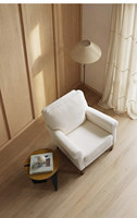 Fauteuil simple en tissu Tallinn de style nordique rétro vintage, pieds en bois massif, revêtement en laine d'agneau, gris, meubles de salon