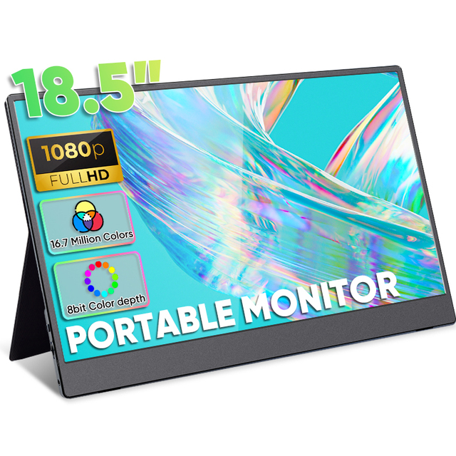 Wholesale IPS 18.5" Aluminum Alloy Portable Monitor with Type C 1080P HDR Built-in Speaker for Laptop Gaming