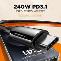 LDNIO LC921 Chargeur de charge rapide 240W Haute puissance PD3.1 Protocole de charge rapide E-marker Chip Câble de données pour téléphone portable