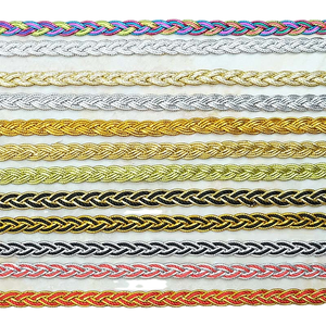 Ruban en dentelle tressée de 11 mm pour accessoires de vêtements, textile de maison, ameublement, embellissement, couleur or métallique, bordure en gimp - Product Image 1