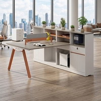 Poste de travail de bureau en îlot, bureau informatique moderne avec cloison de séparation pour employé, ensemble de mobilier de luxe en bois en forme de L, vente en gros