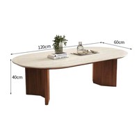 Table basse en travertin avec base en bois massif, table à thé décorative moderne et portable pour la maison, salon, meubles