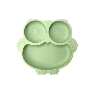 Vaisselle bébé en silicone antidérapante en forme de hibou personnalisée. Ensemble d'alimentation d'entraînement pour tout-petits avec ventouses. Vente en gros d pour enfants - Product Image 5