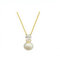 Collier minimaliste en alliage de cuivre plaqué or 14 carats avec imitation de perle et chaîne en forme de vague d'eau avec diamant taille ovale pour unisexe, anniversaire
