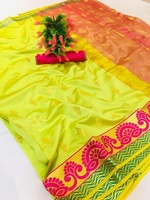 Nouvelles tenues de mariage indiennes en soie Banarasi multicolores, style moderne, dernières créations de designers, avec pièce de chemisier, prix bas, vente en gros