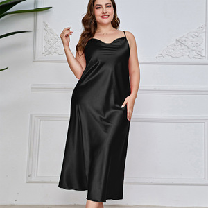 Plus <span class=keywords><strong>camicia</strong></span> <span class=keywords><strong>da</strong></span> <span class=keywords><strong>notte</strong></span> Sexy <span class=keywords><strong>da</strong></span> <span class=keywords><strong>donna</strong></span> di grandi dimensioni in raso alla moda pigiama traspirante Casual in seta <span class=keywords><strong>lunga</strong></span> - Product Image 5