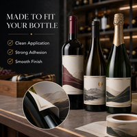 Etiqueta Adhesiva en Relieve para Botellas de Vino de Marca Privada, Estampado en Caliente con Lámina Dorada, Diseño de Etiqueta para Botellas de Vino y Cócteles de 750 ml