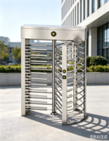 Portillon tournant automatique à hauteur complète à voie unique en acier inoxydable pour contrôle d'accès de sécurité pour usine et stade