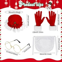 Accessoires de Père Noël pour femmes : chapeau, lunettes, tablier, gants – Ensemble d'accessoires de costume de Noël pour femmes pour les fêtes