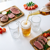 Chope à bière en verre à paroi épaisse incassable, avec poignée, pour bars, discothèques et usage quotidien