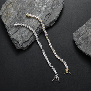 Pulsera de tenis, collar Dai Feng Tanjing de moda Lijing, joyería de mano para pareja con circonita incrustada en cobre de 4 garras, apilable - Product Image 3