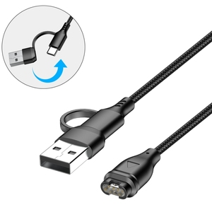 Câble de charge rapide USB Type-C 2 en 1 pour <span class=keywords><strong>Garmin</strong></span> Forerunner 570 970 <span class=keywords><strong>Fenix</strong></span> 8 7 <span class=keywords><strong>Pro</strong></span> <span class=keywords><strong>6</strong></span> 7X 7S Venu, cordon de charge rapide en nylon pour montre - Product Image 3