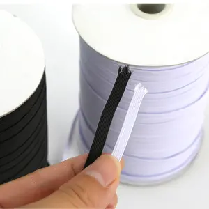 Hft Lage Moq Hoge Elasticiteit Kleurrijke Platte Elastische Band Tape 1Mm 10Mm Gevlochten Polyester Elastisch Koord Voor Het Naaien Van Kleding Hoed