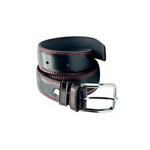 Ceintures en cuir pour hommes, accessoires de mode durables et écologiques, en cuir de vache noir naturel, avec boucle en acier vintage. - Product Image 6