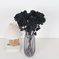 Roses noires fleur artificielle Roses noires fausse fleur de soie longue tige réaliste velours roses maison décoration de fête de mariage
