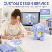 Peluche éléphant bleu adorable avec boule pastel et nœud papillon coloré, animal en peluche doux pour la décoration de la chambre d'enfant et cadeau confortable