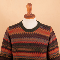 Pull en tricot côtelé à col rond classique pour homme, à manches longues, en jacquard