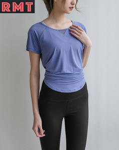 Camicie aperte da donna per allenamento da palestra per ginnastica da donna larghe da donna allacciano le camicie a maniche corte - Product Image 5