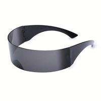 Lunettes de soleil futuristes unisexes en gros, style cyberpunk, monture enveloppante argentée effet miroir