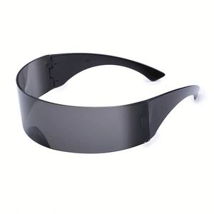 Lunettes de soleil futuristes unisexes en gros, style cyberpunk, monture enveloppante argentée effet miroir - Product Image 4