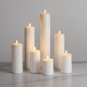 <span class=keywords><strong>Bougie</strong></span> <span class=keywords><strong>LED</strong></span> sans flamme à piles en cire de paraffine, fabriquée à la main, écologique et sûre, modèle PILLAR de Mermei - Product Image 1