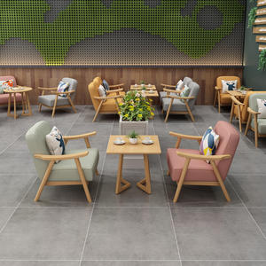Set di mobili moderni in legno massello per ristoranti caffetterie negozi di tè latte Dessert bar per riunioni di svago soggiorno - Product Image 4