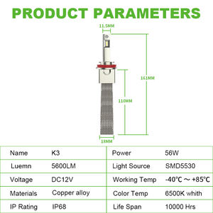 YUFING 52W K3 5200LM HIR2 9012 bombilla de faro LED H1R2 faros LED brillantes para faro de coche <span class=keywords><strong>Baleno</strong></span> 9012 - Product Image 6