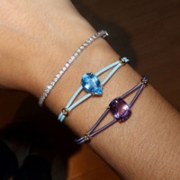 Bracelet ajustable en acier inoxydable avec pierres précieuses colorées, bracelet minimaliste empilable en corde, bijoux de mode pour femmes, cadeau
