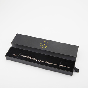 Scatola di collana di imballaggio nero di cartone di lusso all'ingrosso della fabbrica con logo - Product Image 2