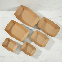 Plateau rectangulaire biodégradable en papier kraft de qualité alimentaire pour usage en restaurant, pour snacks et aliments frits, 4oz et 32oz, personnalisable en gros