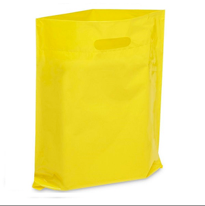 Bolsas de compras planas \ Logotipo personalizado Impreso Negro Gracias Asa troquelada Llevar compras Bolsa de plástico para compras al por menor - Product Image 6