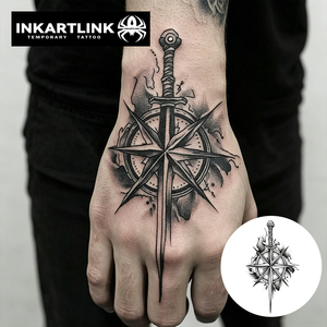 INKARTLINK Tatouage semi-permanent personnalisé réaliste en forme d'épée <span class=keywords><strong>de</strong></span> chevalier, imperméable, longue durée (2 semaines), <span class=keywords><strong>encre</strong></span> <span class=keywords><strong>Jagua</strong></span> - Product Image 2