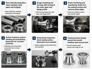 Sambungan Flens Reducer Vakum KF Baja Tahan Karat 304, Fitting Quick-Connect, Adaptor Pengurang dengan Cincin Klem Kepala Heksagonal - Product Image 4