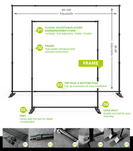 Support de toile de fond télescopique réglable pour stand de photomaton et mur d'images pour salons professionnels - Product Image 6