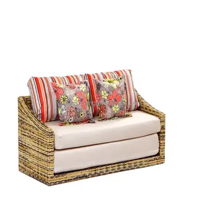 Лидер продаж, плетеная мебель для гостиной из ротанга, новая модель, Двухместный складной напольный диван-кровать