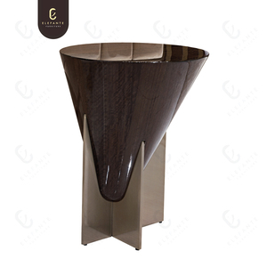 Luxury Living Room Mirrored Stainless Steel Base Burr Wood Veneer Coffee <strong>Table</strong> <strong>High</strong> Standard <strong>Side</strong> <strong>Table</strong> - Product Image 1