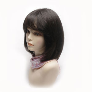 Perruque courte bob en cheveux humains de qualité supérieure WIGTS, 8 pouces, à clipser, couleur noire naturelle, marron, légère, pour usage quotidien, perruque de chimiothérapie, livraison rapide - Product Image 3