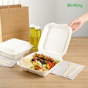 Backing PFAS مجاني وصديقةالصدف الصديقةيمكن التخلص منها 9*6 بوصة تأخذ بعيدا Bagasse Clamshell حاوية طعام DDP الولايات المتحدة الأمريكية/أمريكا - Product Image 6